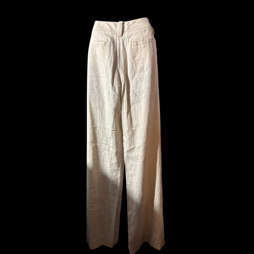 Banana Republic Women's Beige Mini Stripe Jackson Fit Wide Leg Pants - Size 12 - Picture 6 of 8